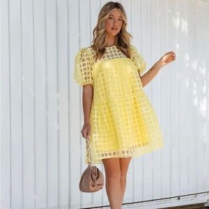 🌷Vici Dolls PUFF SLEEVE BABYDOLL DRESS - YELLOW